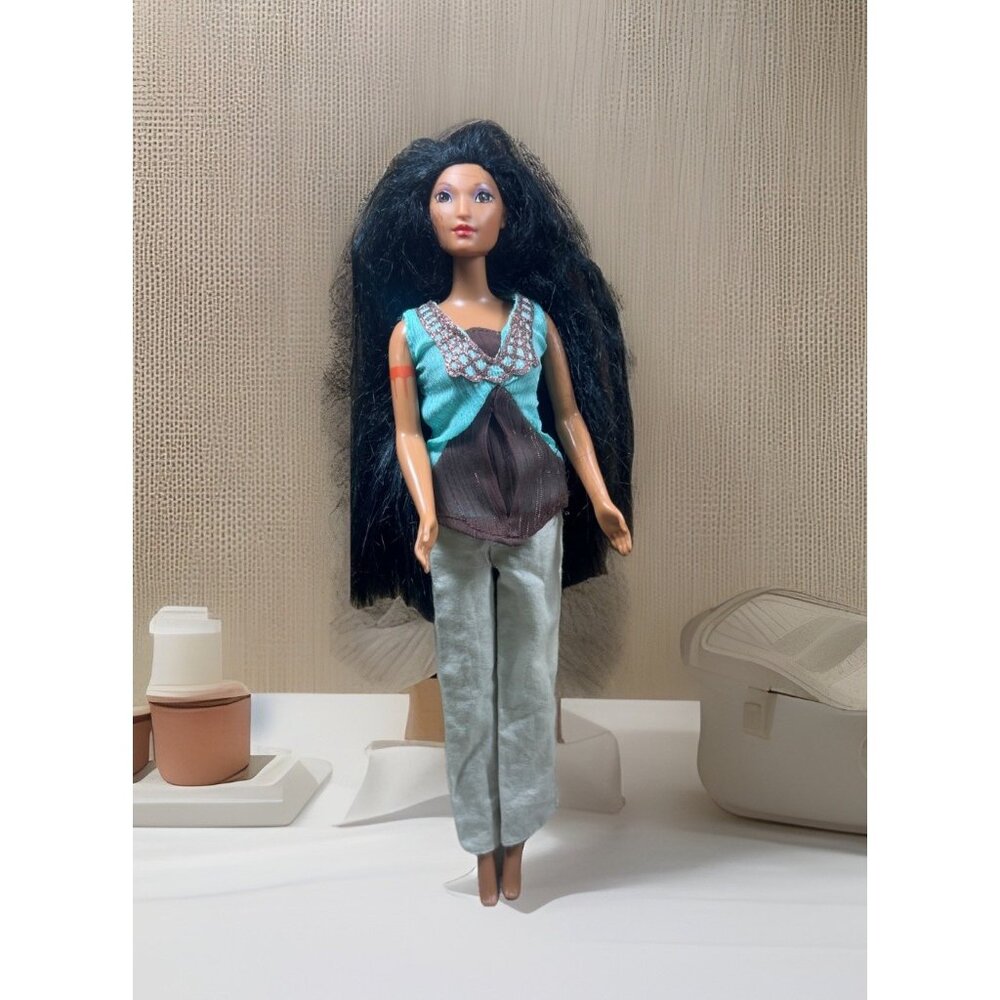 1966 Vintage Disney Pocahontas Barbie Doll by Mattel Body Twist & Turn redressed